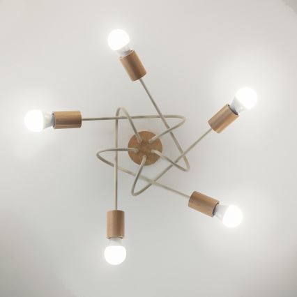 Virsmontējamā lustra OXFORD 5xE27/15W/230V priede/krēmkrāsa