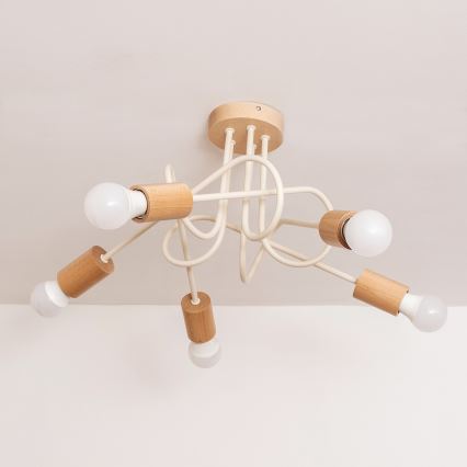 Virsmontējamā lustra OXFORD 5xE27/15W/230V priede/krēmkrāsa