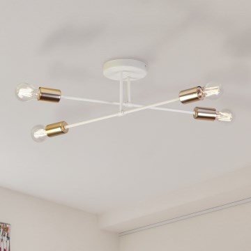 Virsmontēta griestu lampa CAMBRIDGE 4xE27/15W/230V misiņš/balta