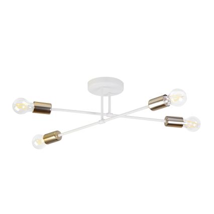 Virsmontēta griestu lampa CAMBRIDGE 4xE27/15W/230V misiņš/balta