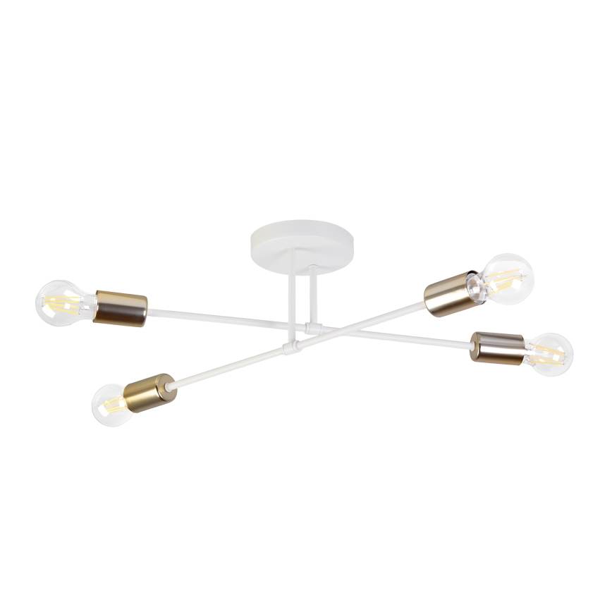 Virsmontēta griestu lampa CAMBRIDGE 4xE27/15W/230V misiņš/balta