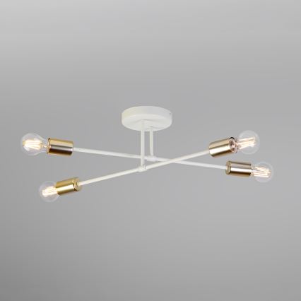 Virsmontēta griestu lampa CAMBRIDGE 4xE27/15W/230V misiņš/balta