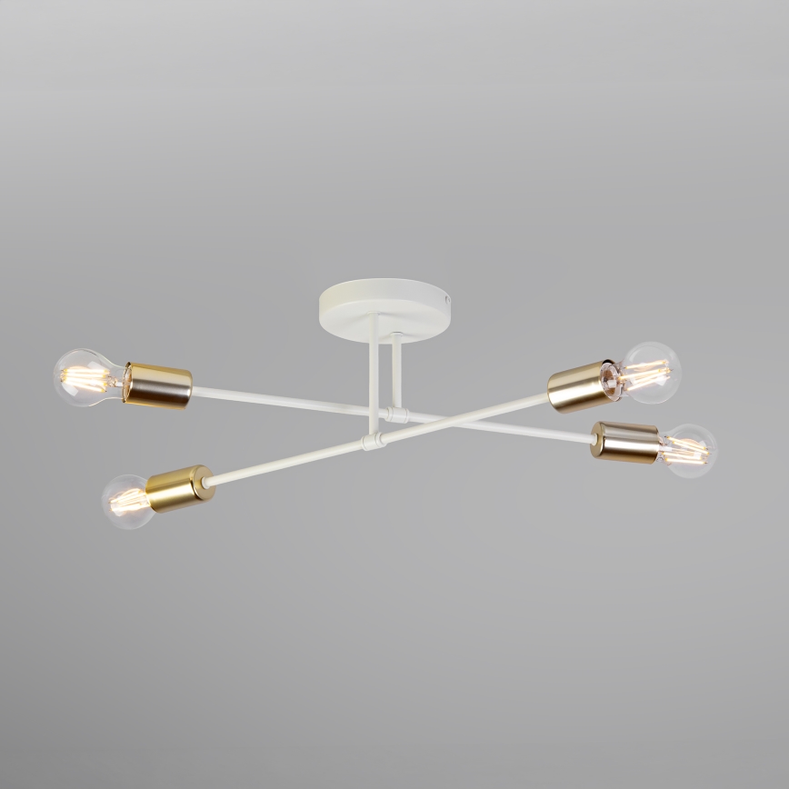 Virsmontēta griestu lampa CAMBRIDGE 4xE27/15W/230V misiņš/balta