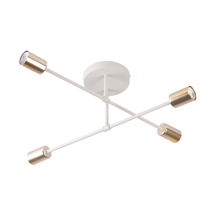 Virsmontēta griestu lampa CAMBRIDGE 4xE27/15W/230V misiņš/balta