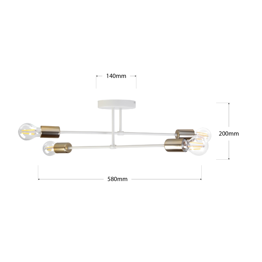 Virsmontēta griestu lampa CAMBRIDGE 4xE27/15W/230V misiņš/balta