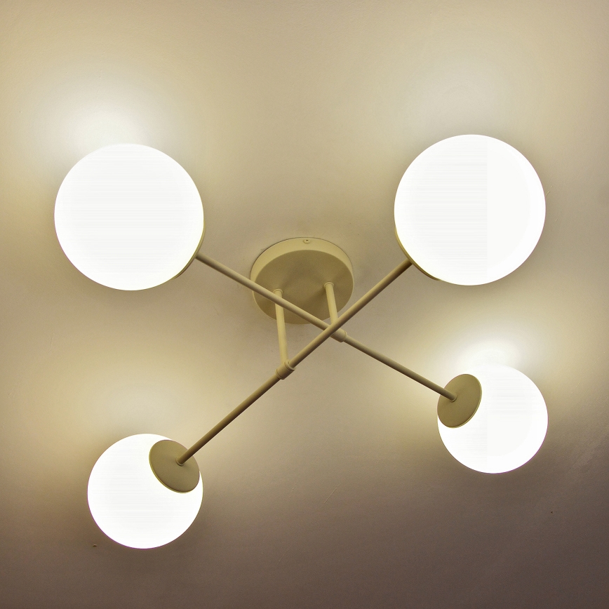 Virsmontēta griestu lampa MOON 4xE27/15W/230V, krēmkrāsas