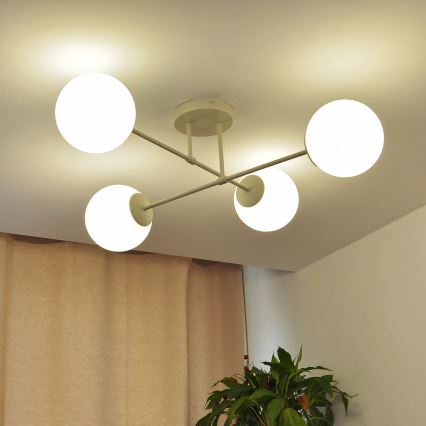 Virsmontēta griestu lampa MOON 4xE27/15W/230V, krēmkrāsas