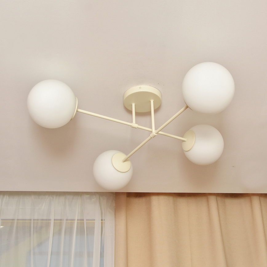 Virsmontēta griestu lampa MOON 4xE27/15W/230V, krēmkrāsas