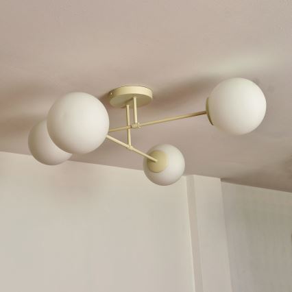 Virsmontēta griestu lampa MOON 4xE27/15W/230V, krēmkrāsas
