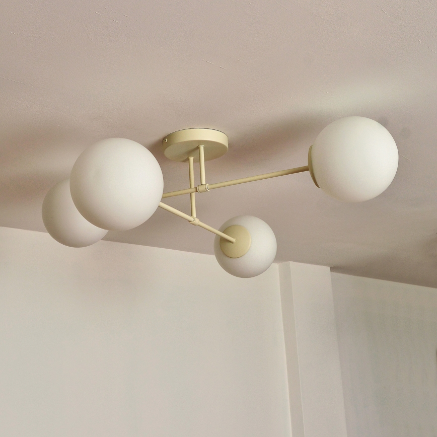 Virsmontēta griestu lampa MOON 4xE27/15W/230V, krēmkrāsas