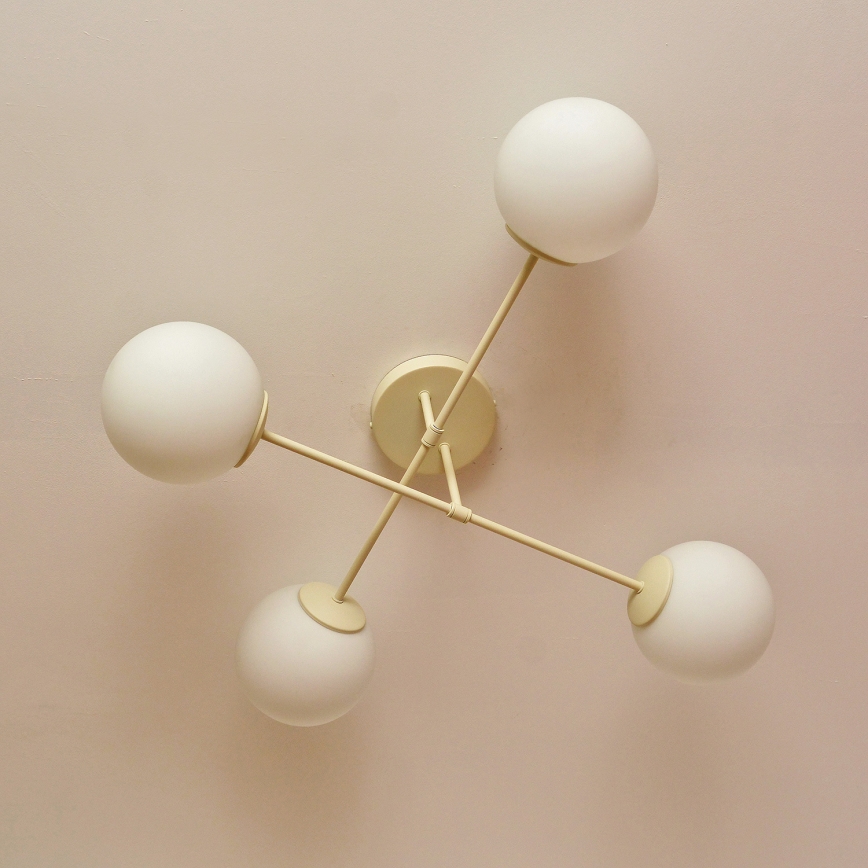 Virsmontēta griestu lampa MOON 4xE27/15W/230V, krēmkrāsas