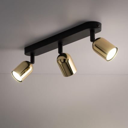 Virspusē uzstādāms spot gaismeklis TOP 3xGU10/10W/230V melns/zelts
