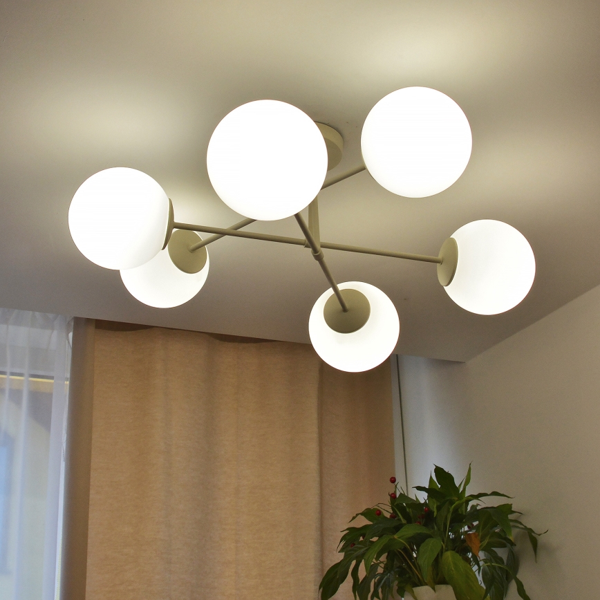 Virspusēji montēta griestu lampa MOON 6xE27/15W/230V krēmkrāsā