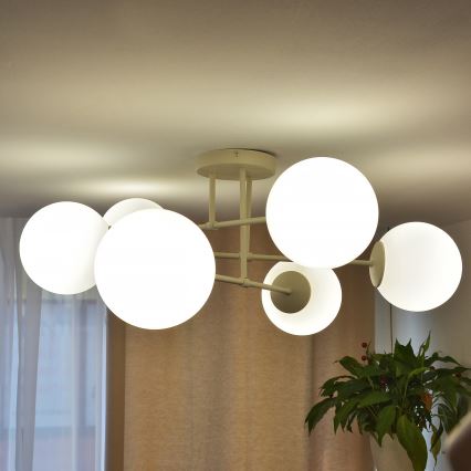 Virspusēji montēta griestu lampa MOON 6xE27/15W/230V krēmkrāsā