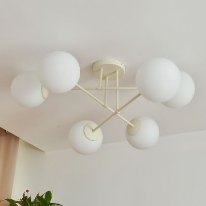 Virspusēji montēta griestu lampa MOON 6xE27/15W/230V krēmkrāsā