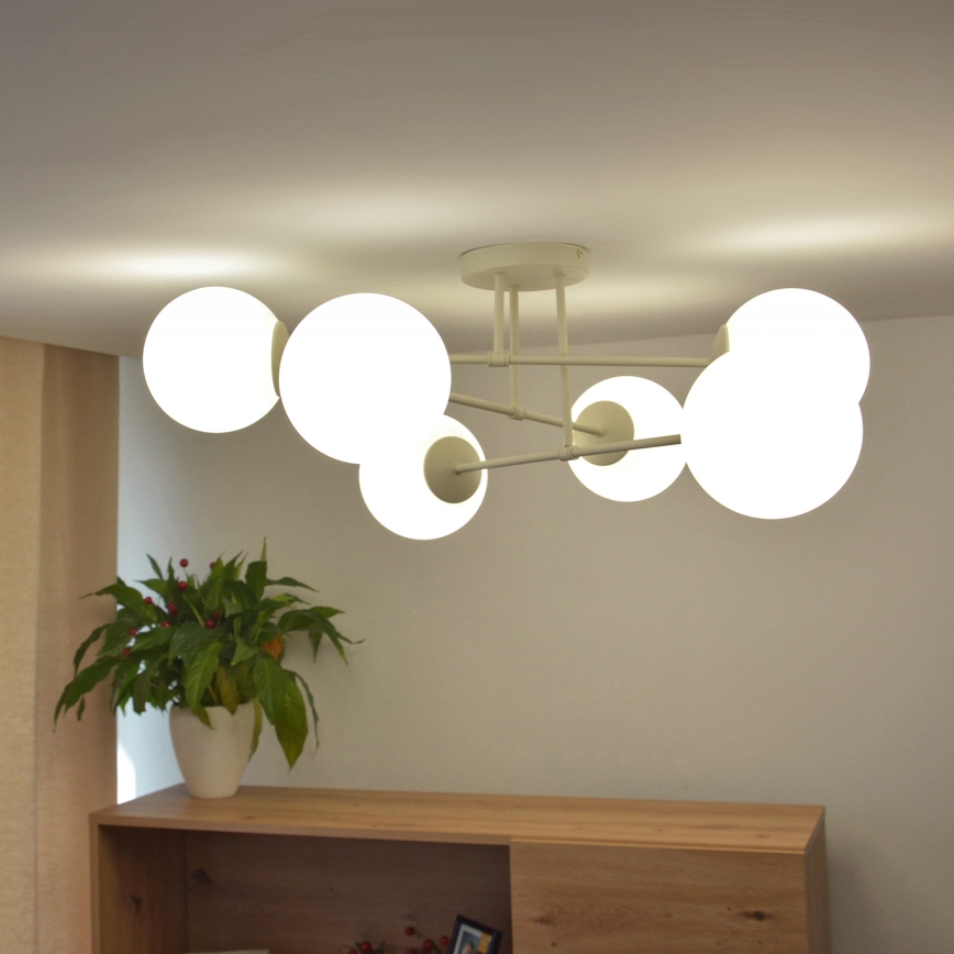 Virspusēji montēta griestu lampa MOON 6xE27/15W/230V krēmkrāsā