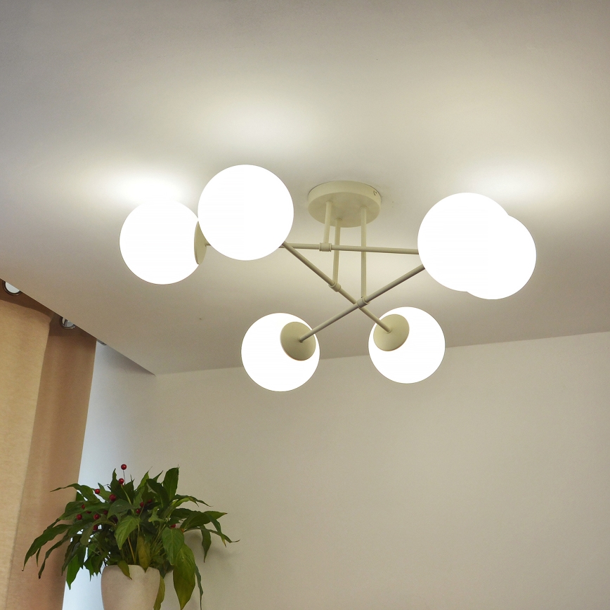 Virspusēji montēta griestu lampa MOON 6xE27/15W/230V krēmkrāsā