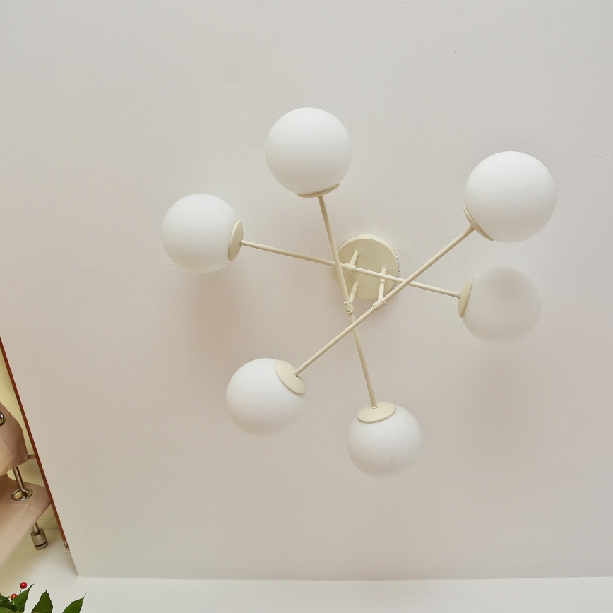 Virspusēji montēta griestu lampa MOON 6xE27/15W/230V krēmkrāsā