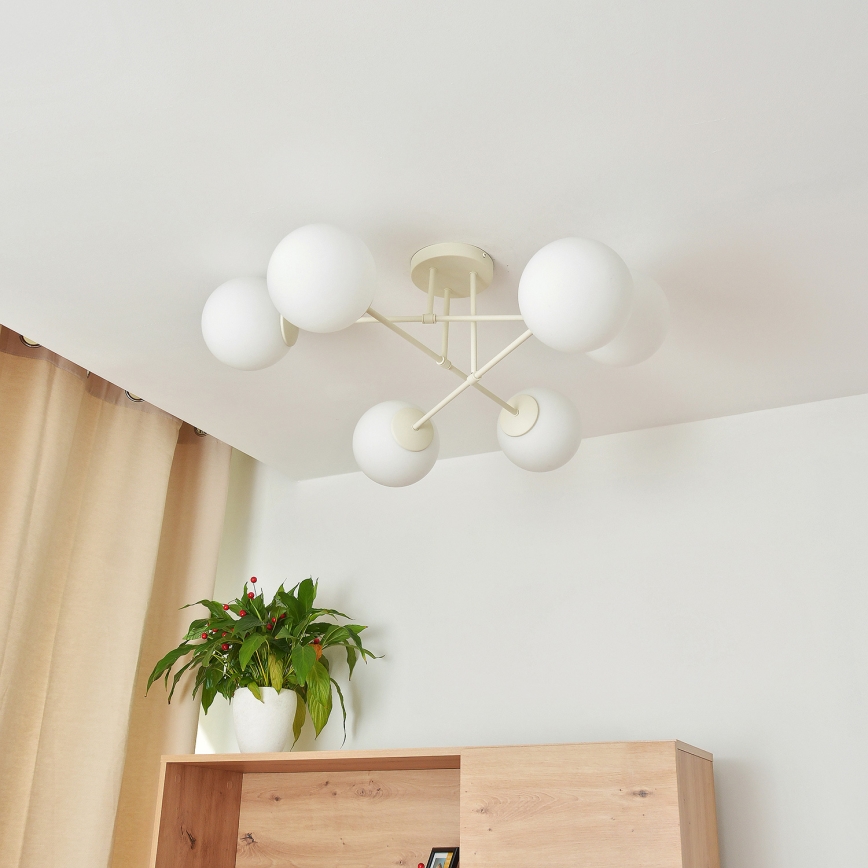 Virspusēji montēta griestu lampa MOON 6xE27/15W/230V krēmkrāsā