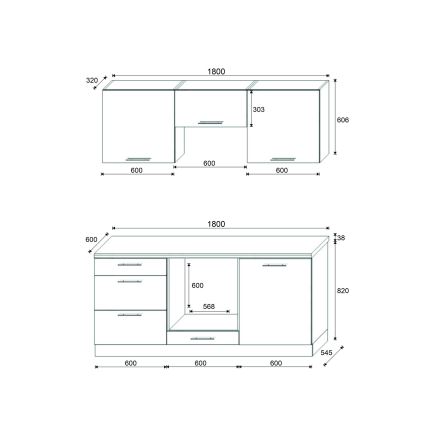 Virtuves iekārta CELESTE 180 cm, glancēta pelēka