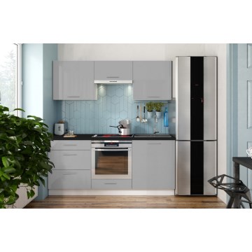 Virtuves iekārta CELESTE 180 cm spīdīgi pelēka