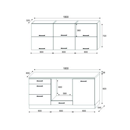 Virtuves iekārta ELISE 180 cm grafīta