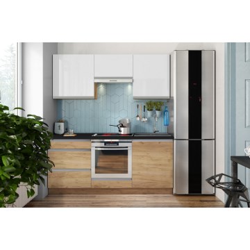 Virtuves iekārta MARINA 180 cm ozola krafte/spīdīga balta