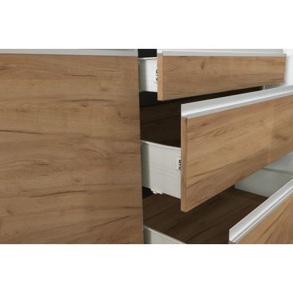 Virtuves iekārta MARINA 180 cm ozols craft/glancēta balta