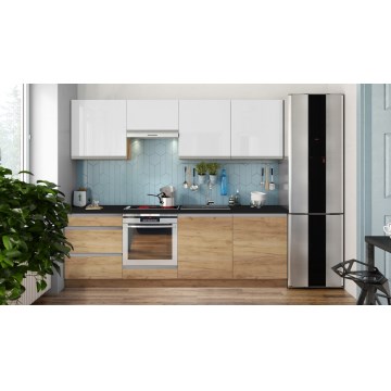 Virtuves iekārta MARINA 240 cm Craft ozols/glancēta balta