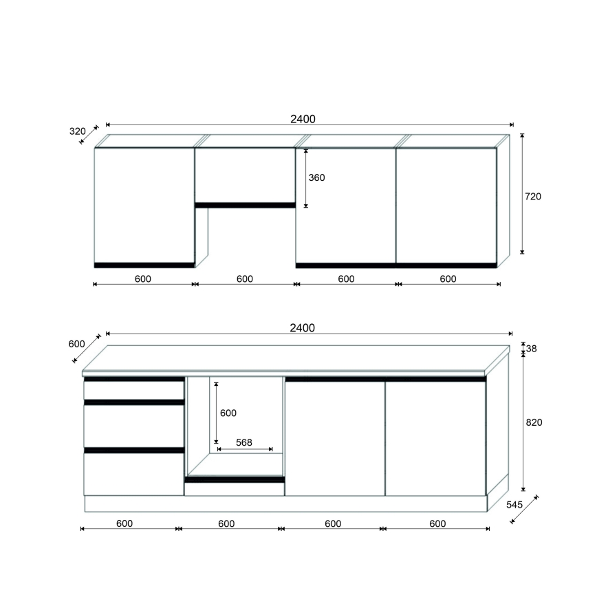 Virtuves iekārta MARINA 240 cm ozols Craft