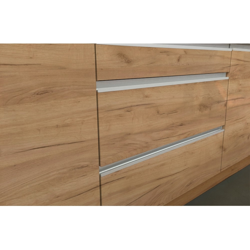 Virtuves iekārta MARINA 240 cm ozols craft/spīdīgi balta