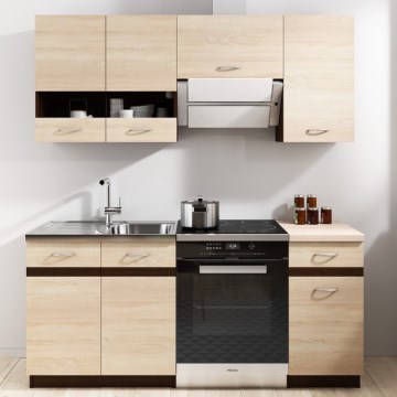 Virtuves iekārta VALERIA 180 cm brūna / Sonoma ozols