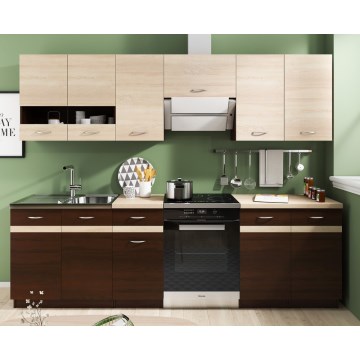 Virtuves iekārta VALERIA 240 cm sonoma ozols/brūna
