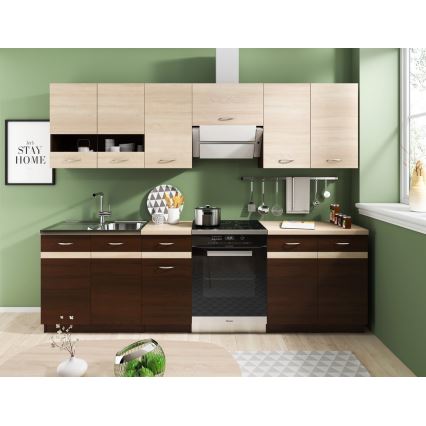 Virtuves komplekts VALERIA 240 cm, sonomas ozols/brūns