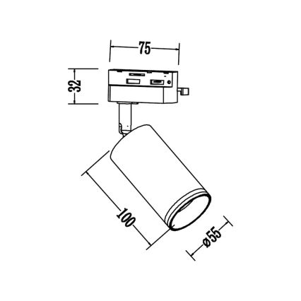 Virziena gaismeklis 1-fāzes sliežu sistēmai PIPE 1xGU10/10W/230V, balts