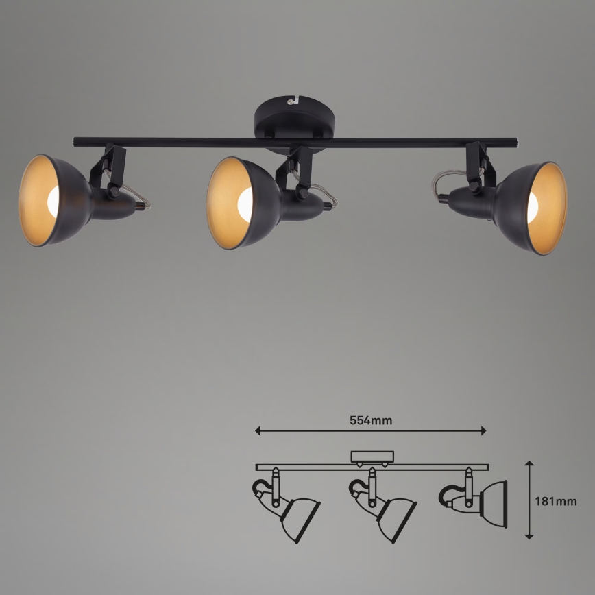 Virziena gaismeklis 3xE14/40W/230V melns