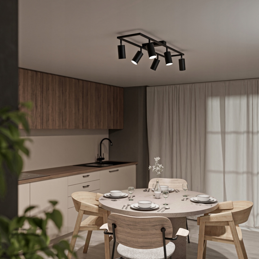 Virziena gaismeklis 6xGU10/30W/230V melns