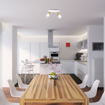 Virziena gaismeklis JOKER 2xGU10/25W/230V balts/zeltains