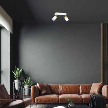 Virziena gaismeklis JOKER 2xGU10/25W/230V balts/zeltains