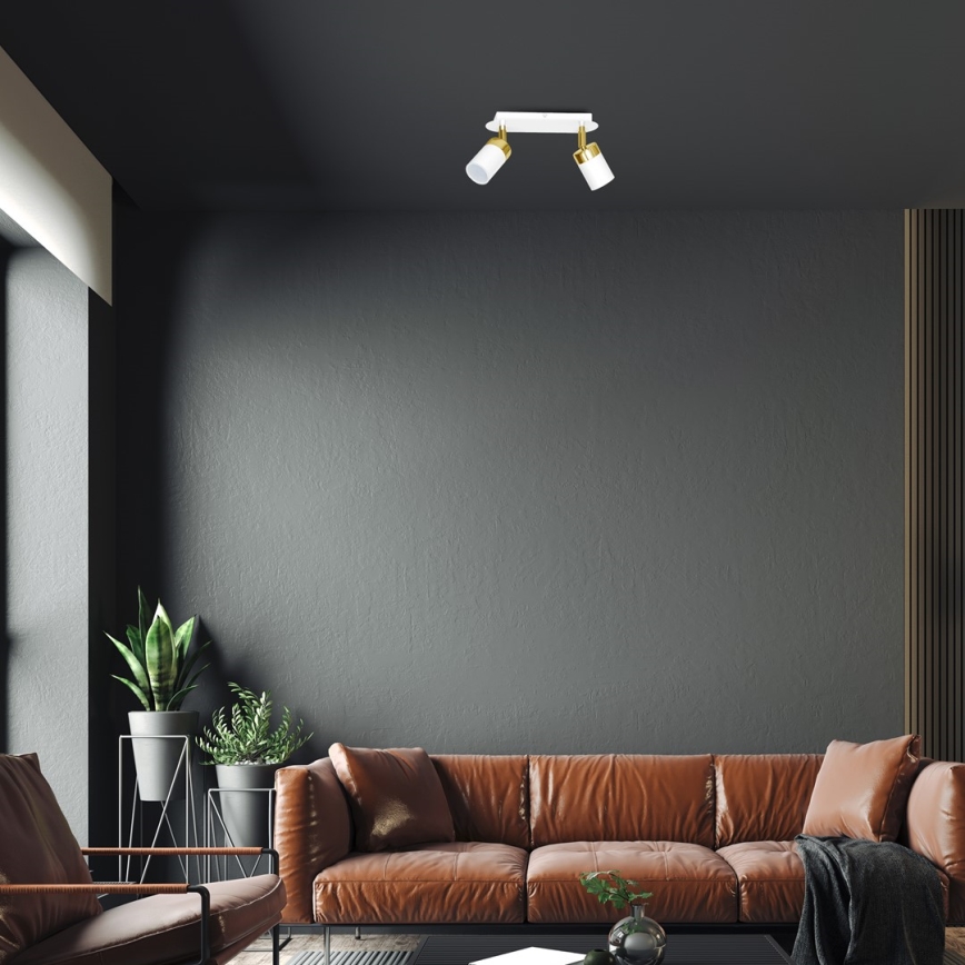 Virziena gaismeklis JOKER 2xGU10/25W/230V balts/zeltains