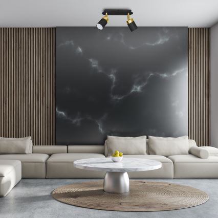 Virziena gaismeklis JOKER 2xGU10/25W/230V melns/zelts