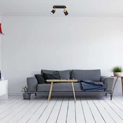 Virziena gaismeklis JOKER 2xGU10/25W/230V melns/zelts