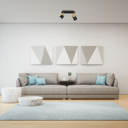 Virziena gaismeklis JOKER 2xGU10/25W/230V melns/zelts