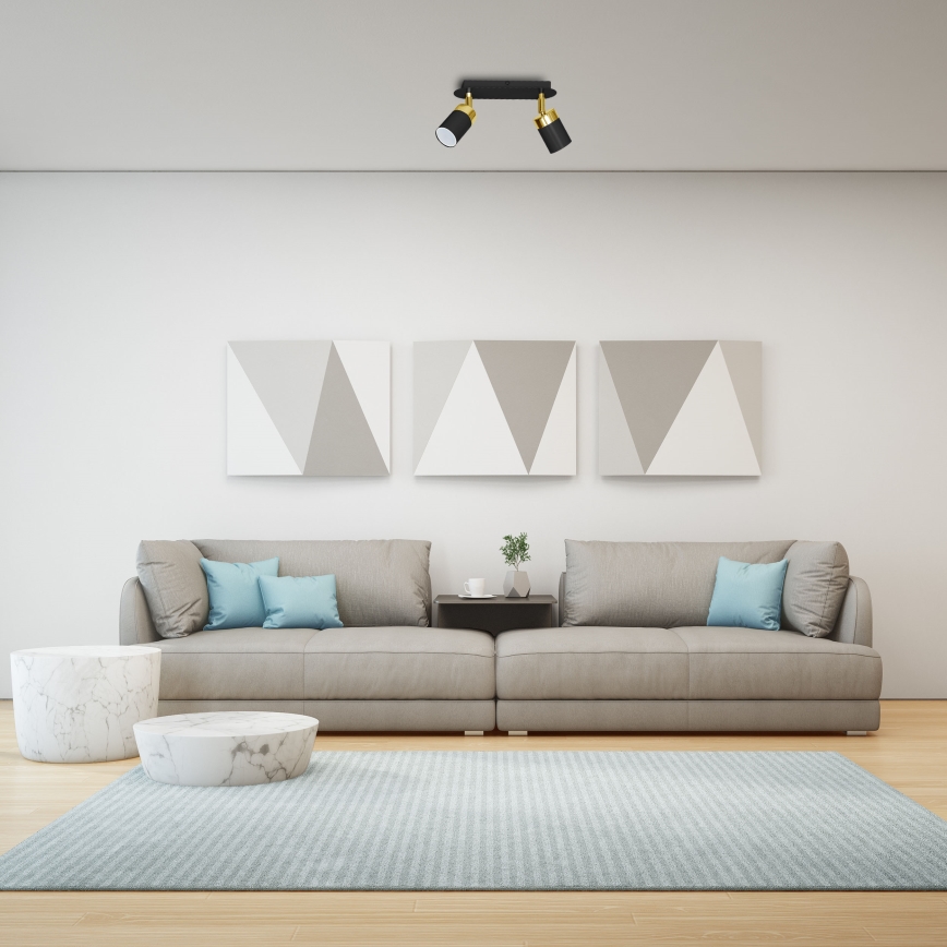 Virziena gaismeklis JOKER 2xGU10/25W/230V melns/zelts