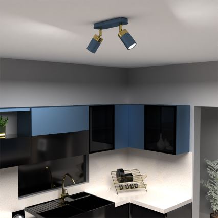 Virziena gaismeklis JOKER 2xGU10/25W/230V zils/zelts