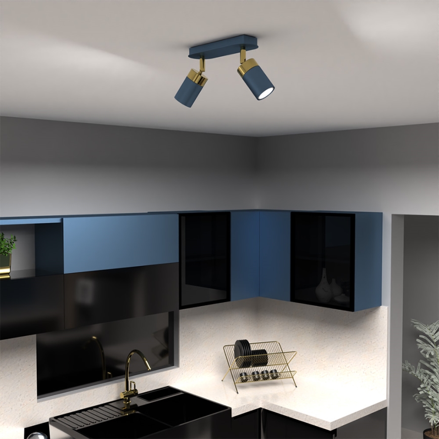 Virziena gaismeklis JOKER 2xGU10/25W/230V zils/zelts