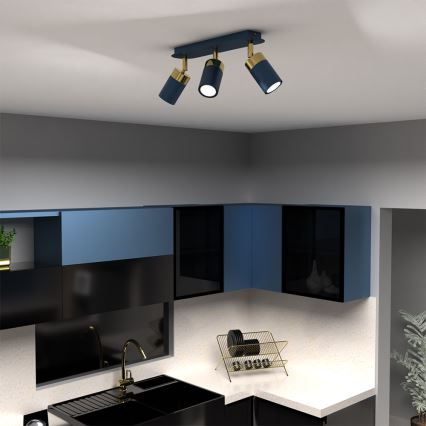 Virziena gaismeklis JOKER 3xGU10/25W/230V zils/zelts