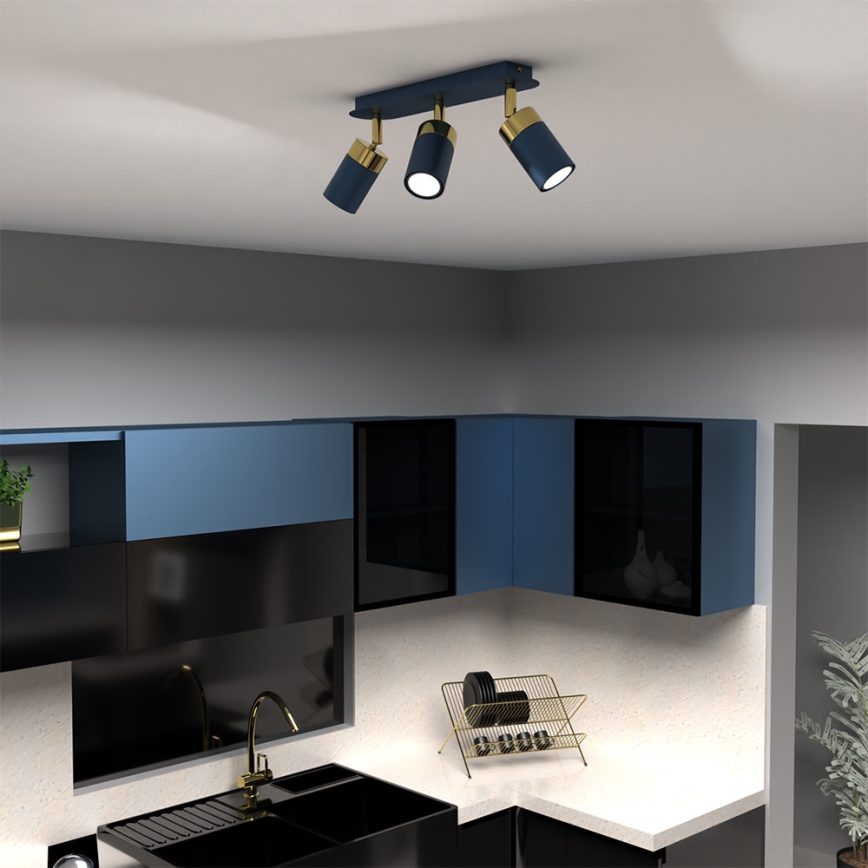 Virziena gaismeklis JOKER 3xGU10/25W/230V zils/zelts