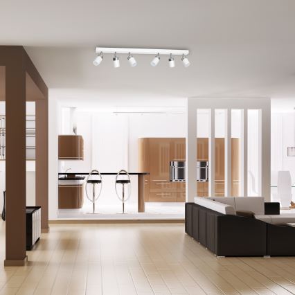 Virziena gaismeklis JOKER 6xGU10/25W/230V balts/spīdīgs hroms