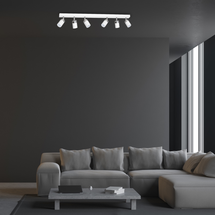 Virziena gaismeklis JOKER 6xGU10/25W/230V balts/spīdīgs hroms